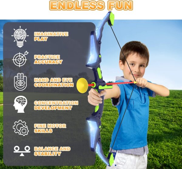 2 Pack Kids Bow and Arrow Set with LED Flash Lights - Image 2