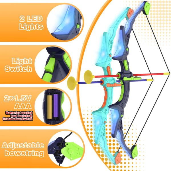 2 Pack Kids Bow and Arrow Set with LED Flash Lights - Image 4