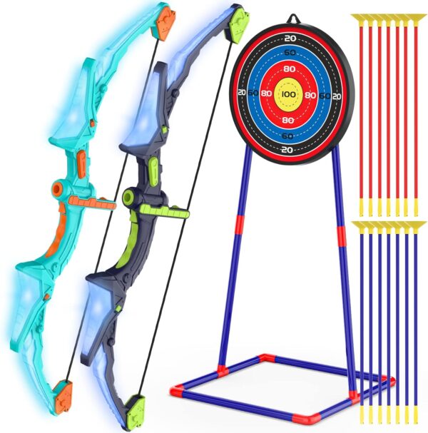 2 Pack Kids Bow and Arrow Set with LED Flash Lights