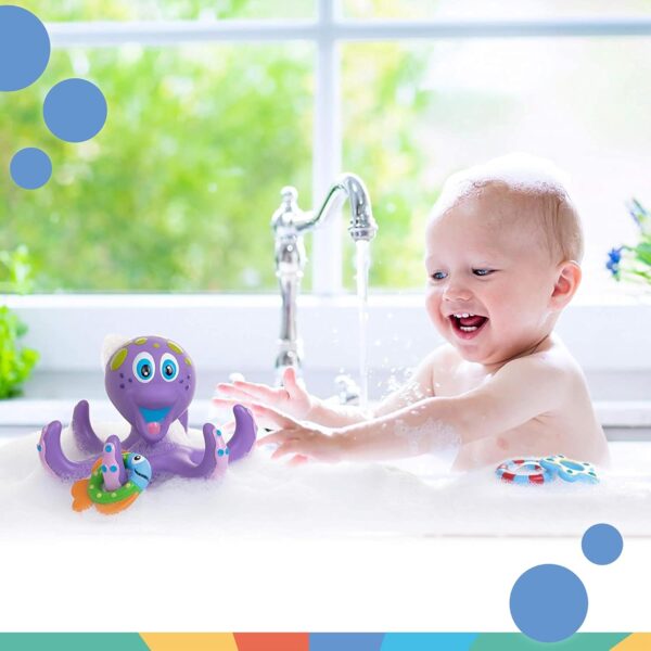 Octopus Hoopla Bath Toy with 3 Tossing Rings - Image 2